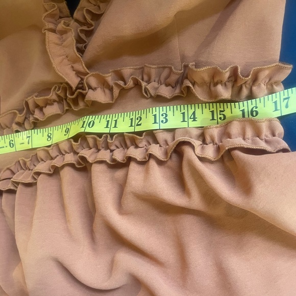 Ruffled Orange,brown dress, zipper back, adjustable spaghetti straps, Large - Picture 6 of 9